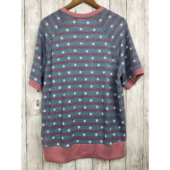Lularoe Jane Captain America Red Blue Stars Americana Dreams Size L Large - Picture 2 of 6